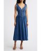 FREEMARKET FREEMARKET Plunge Neck Tie Shoulder Denim Midi Dress  - 1