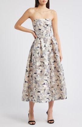 FREEMARKET FREEMARKET Strapless Floral Jacquard Dress