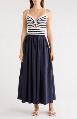 FREEMARKET FREEMARKET Stripe Mixed Media A-Line Dress