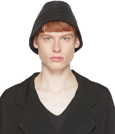 FREI-MUT FREI-MUT Black Leather Selim Bucket Hat