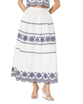 French Connection French Connection Alissa Cotton Embroidered Midi Skirt