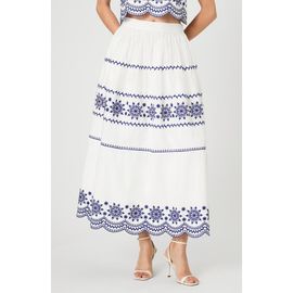French Connection French Connection Alissa Embroidered Cotton Midi Skirt