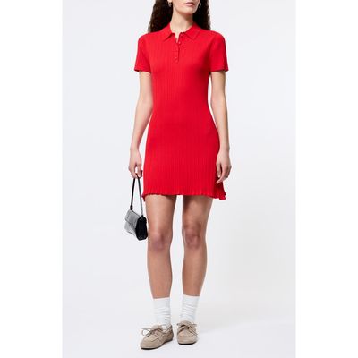 French Connection French Connection Crinkle Knit Polo Minidress