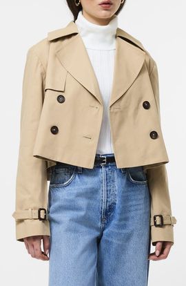 French Connection French Connection Crop Cotton Twill Trench Coat