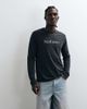 French Connection French Connection 'FCUK jeans' text logo long sleeve t-shirt in charcoal-Gray - 1