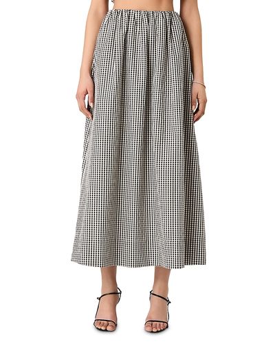 French Connection French Connection Gingham Ruched Waist Midi Skirt