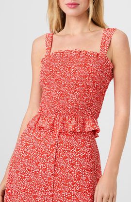 French Connection French Connection Mad Crepe Smocked Tank