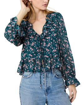 French Connection French Connection Marina Lucia Floral Ruffle Trim Top