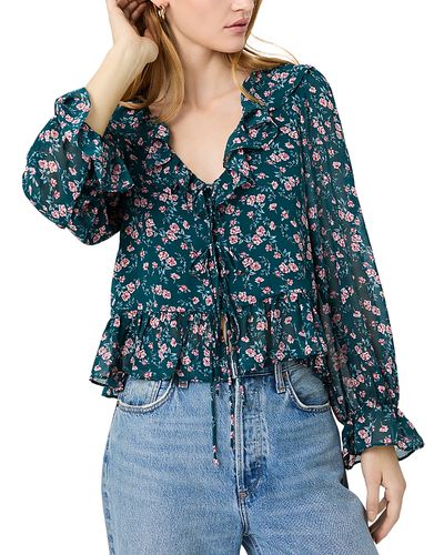 French Connection French Connection Marina Lucia Floral Ruffle Trim Top