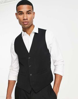 French Connection French Connection plain slim fit suit vest in black