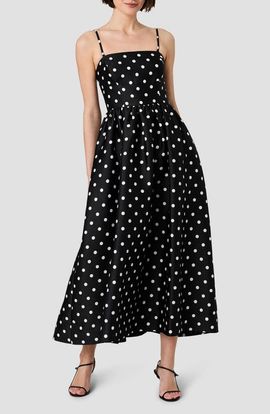 French Connection French Connection Polka Dot Strapless Taffeta Midi Dress