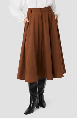 French Connection French Connection Sonja Faux Suede Flare Midi Skirt