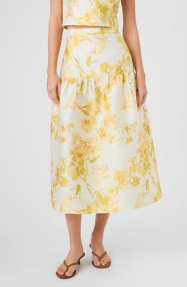 French Connection French Connection Sophie Floral Structured Taffeta Midi Skirt