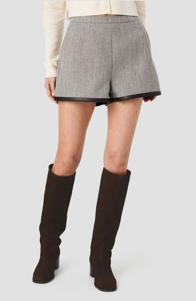 French Connection French Connection Speckled Herringbone Shorts with Faux Leather Trim 