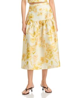 French Connection French Connection Structured Taffeta Sophie Fleur Midi Skirt