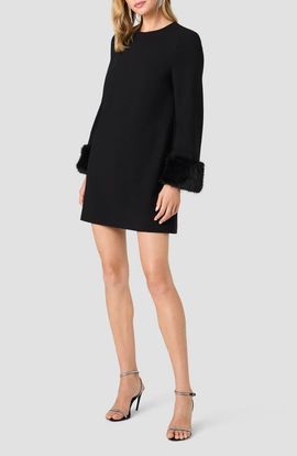 French Connection French Connection Whisper Faux Fur Trim Long Sleeve Minidress