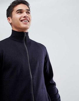 French Connection French Connection Zip Through Funnel Neck Fine Gauge Sweater-Navy