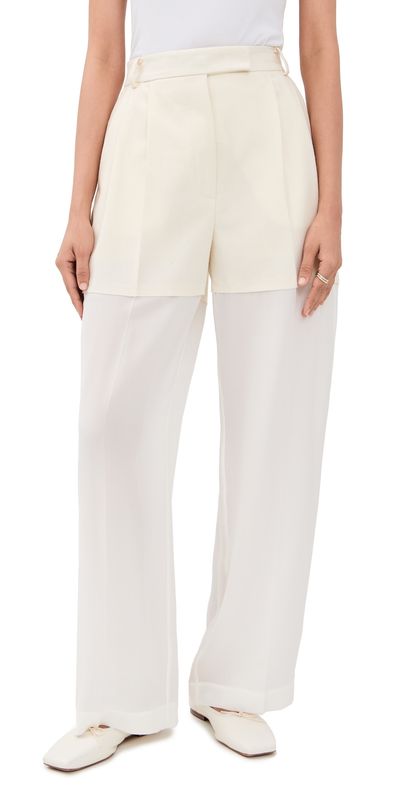 FRENKEN FRENKEN Best Large Flannel And Silk Pants Ivory