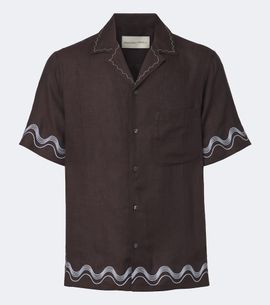 Frescobol Carioca Frescobol Carioca Alves embroidered linen bowling shirt