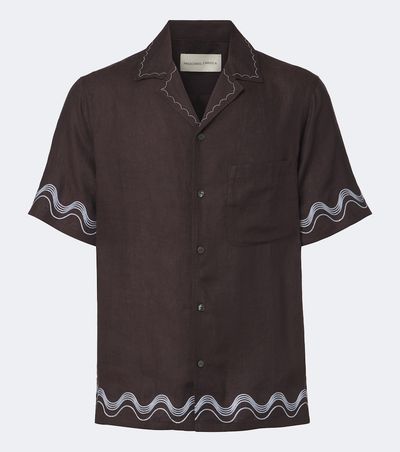 Frescobol Carioca Frescobol Carioca Alves embroidered linen bowling shirt