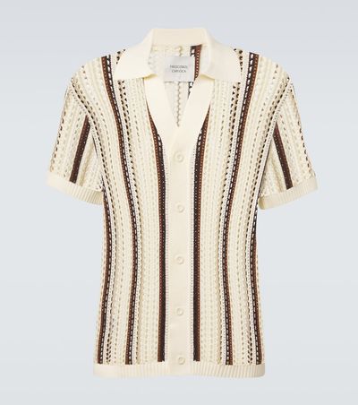 Frescobol Carioca Frescobol Carioca Pinto crochet striped cotton shirt