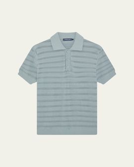 Frescobol Carioca Men's Vidal Cotton Knit Jacquard Stripe Polo Shirt