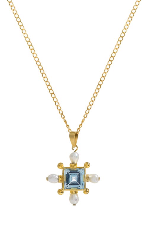 Freya Rose Freya Rose Blue Topaz Cross Necklace 