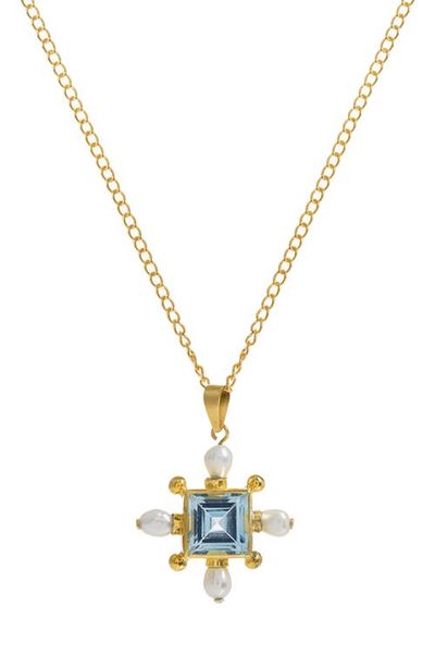 Freya Rose Freya Rose Blue Topaz Cross Necklace 