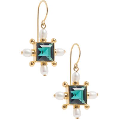 Freya Rose Freya Rose Green Quartz Cross Earrings 