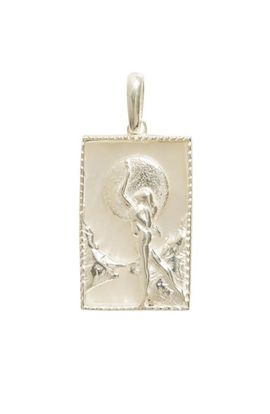 Freya Rose Freya Rose Rectangle Silver Woman and Moon Pendant 