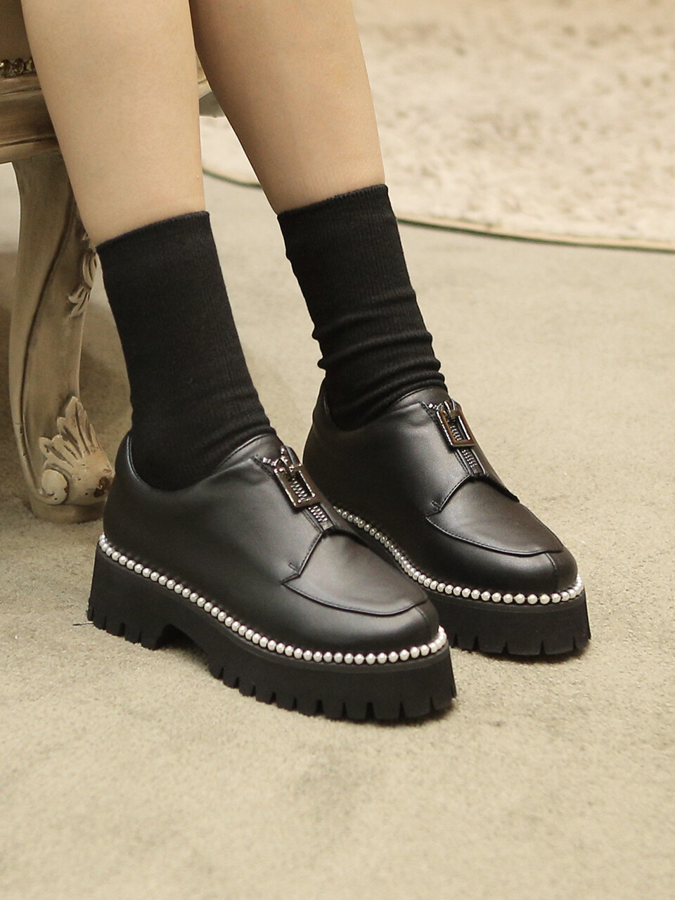 fri fla A8126 Platform Loafers - Black