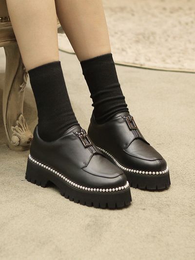 fri fla A8126 Platform Loafers - Black