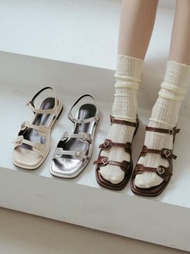 fri fla Cut Out Heart Belt Sandal