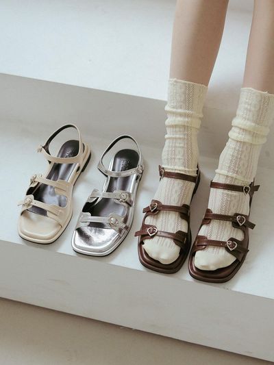 fri fla Cut Out Heart Belt Sandal