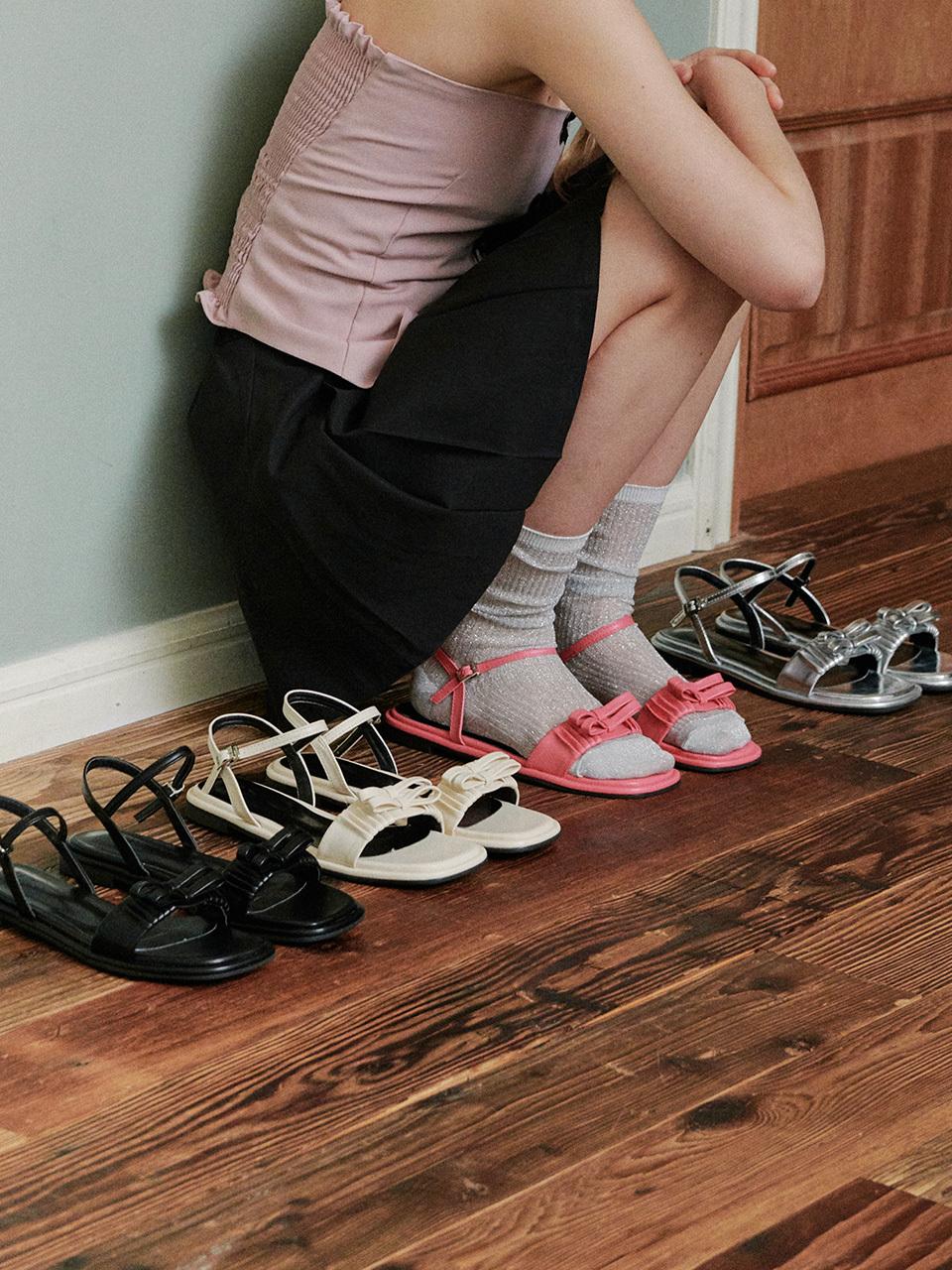 fri fla Petit Ribbon Shirring Sandal