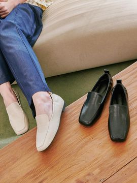 fri fla Plain Shirring Faux Leather Loafer (ljh7099)