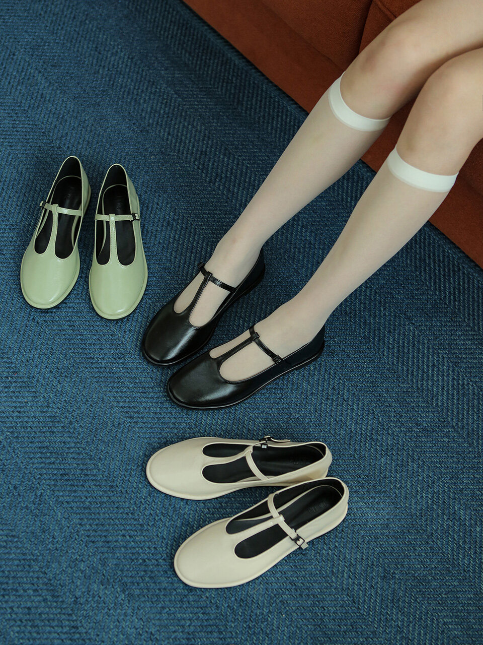 fri fla T Strap Flats_3colors