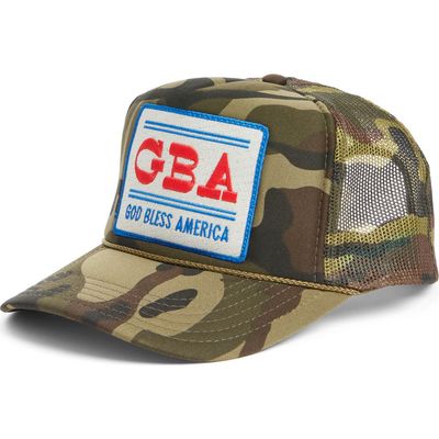 Friday Feelin’ Friday Feelin’ God Bless America Camo Trucker Hat 