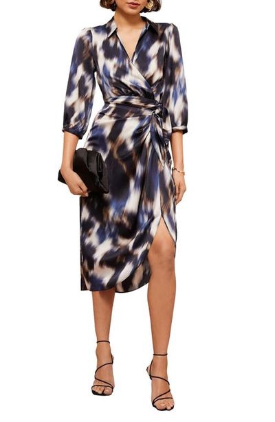 Friends Like These Friends Like These Abstract Print Satin Wrap Midi Dress