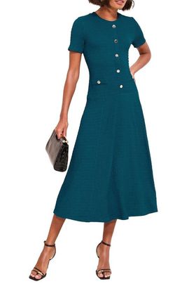 Friends Like These Friends Like These Decorative Button Drop Waist Midi Dress