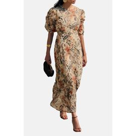 Friends Like These Friends Like These Ruched Puff Sleeve Chiffon Maxi Dress