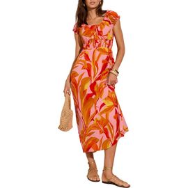 Friends Like These Friends Like These Ruffle Square Neck Smocked Waist Maxi Sundress