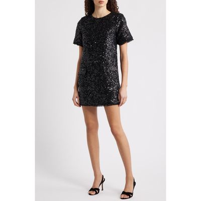 Friends Like These Friends Like These Sequin Bouclé Shift Minidress