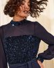 Friends Like These Friends Like These Sequin Mixed Media Long Sleeve Jumpsuit - 4