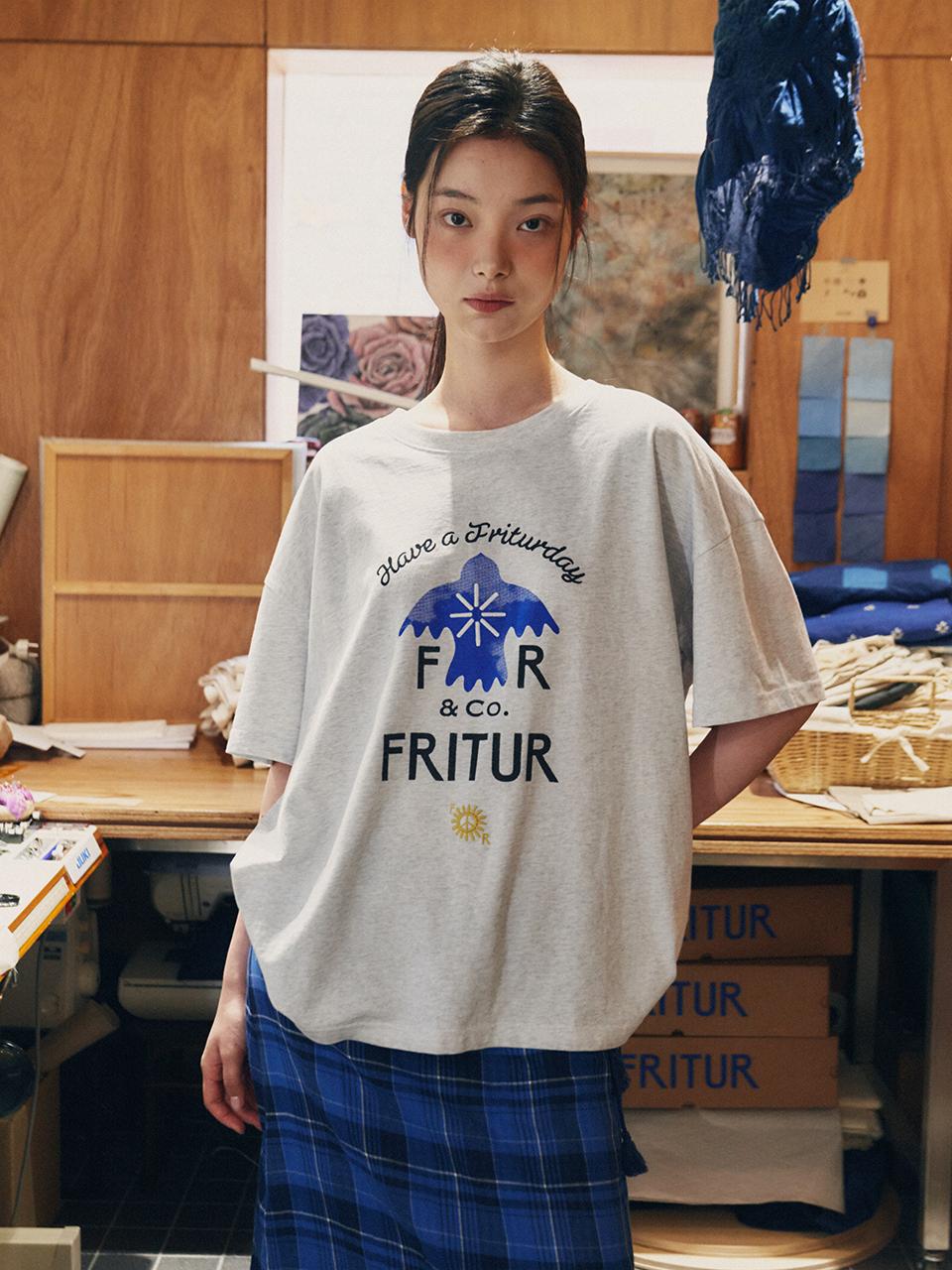FRITUR Blue Bird T-shirt [Light Gray] (F252TS02)