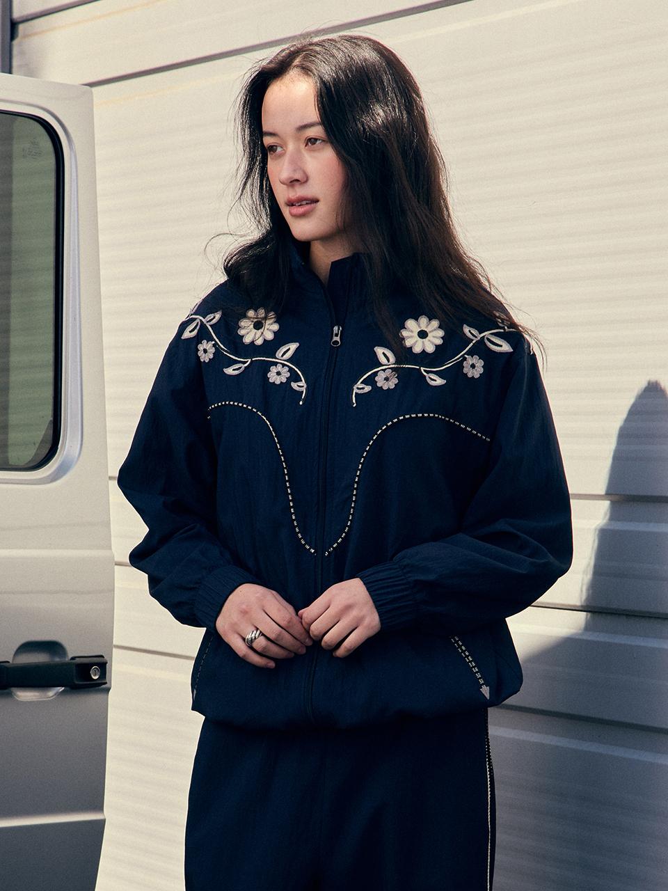 FRITUR Embroidery Western Windbreaker Jacket [Navy] (F251JK06)
