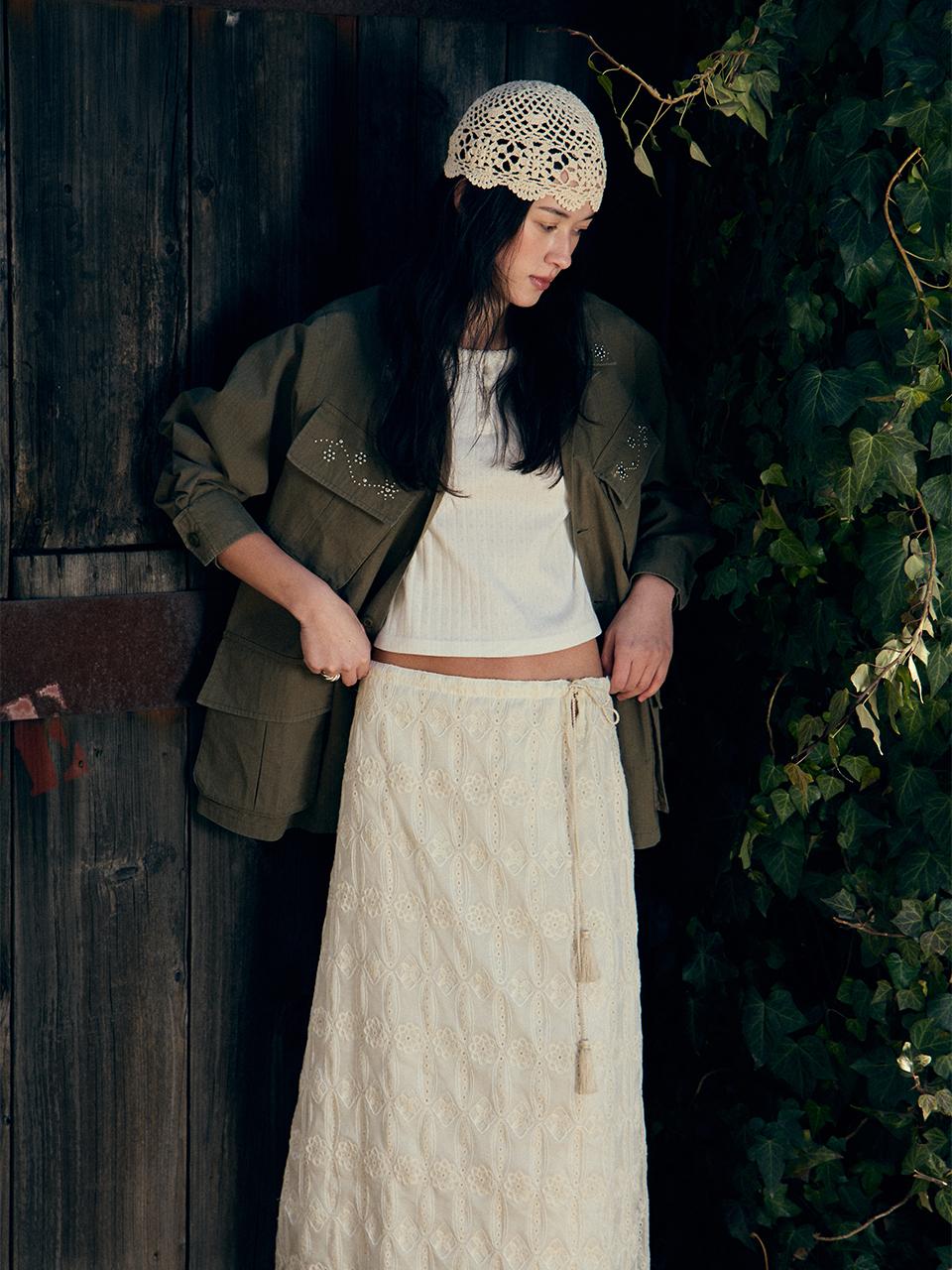 FRITUR Needle Tassel Maxi Skirt [Ivory] (F252SK01)
