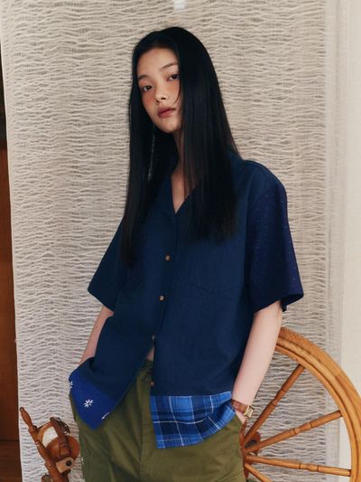 FRITUR Signature Patchwork Shirt [Navy] (F252ST05)