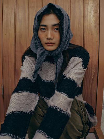 FRITUR Stripe Wool Blend Relaxed Fit Knit [Black] (F243KN05)