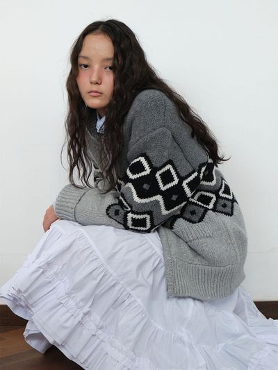 FRITUR The Cowichan Nordic Cardigan - Gray